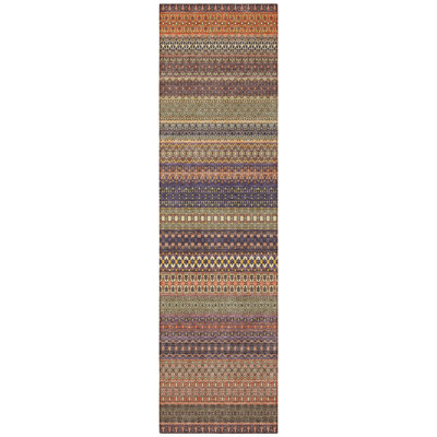 8' Runner Orange Striped Washable Non Skid Indoor Outdoor Runner Rug
