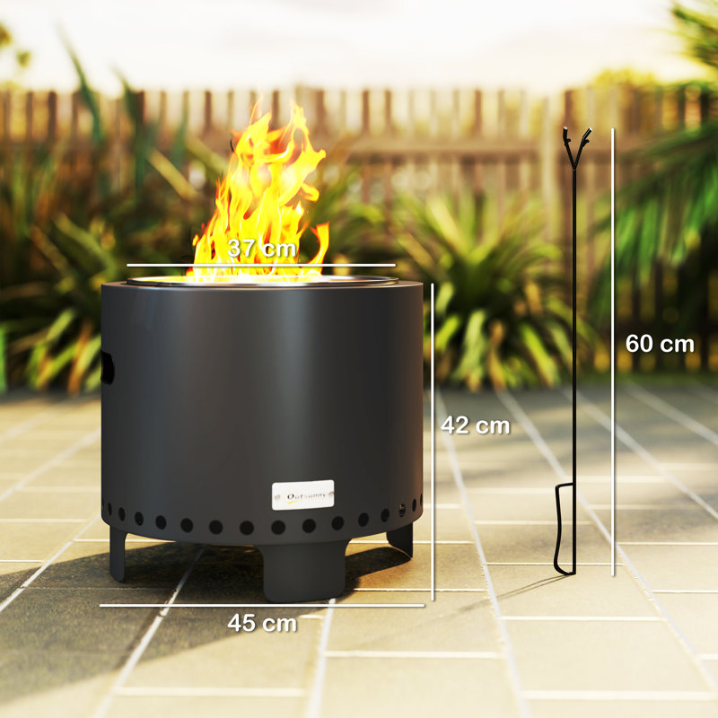 Round Steel Charcoal Smokeless Fire Pit