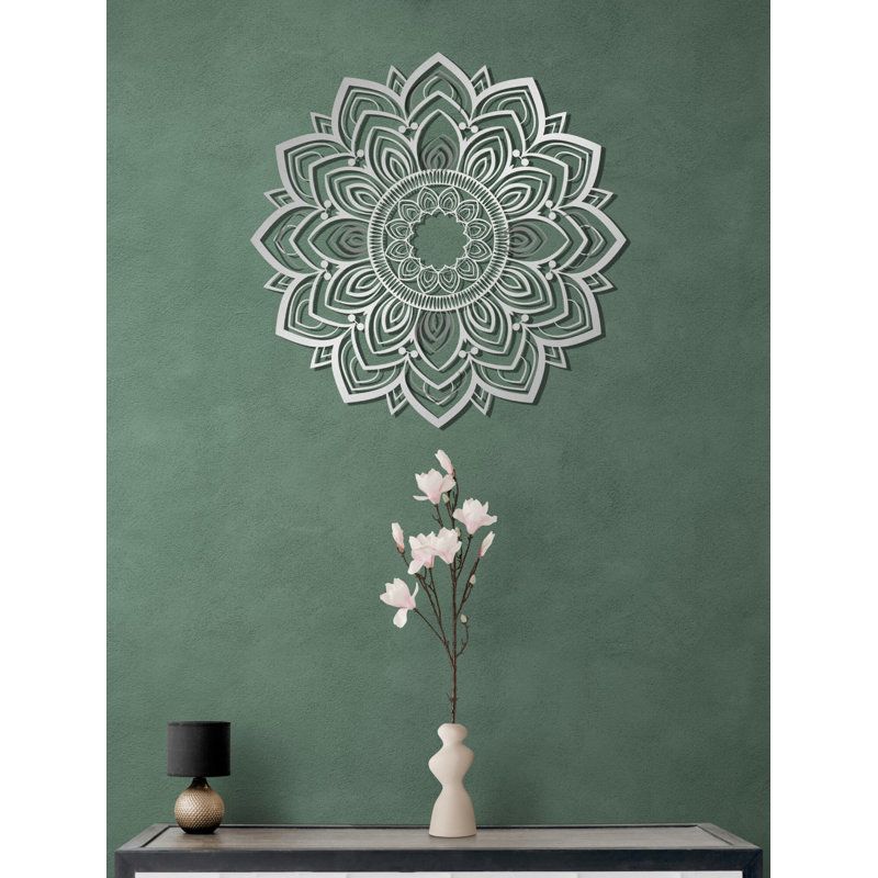 Metal Mandala Abstract Wall Hanging Décor, Creative Floral Metal Wall Art Home Decoration, 30" H x 30" W x 0.5" D