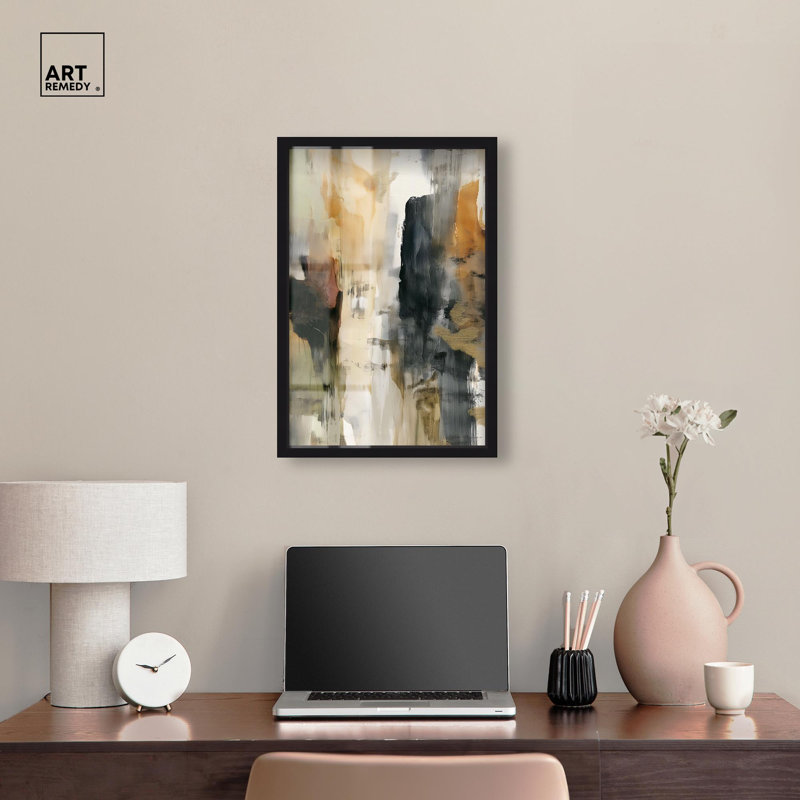 Art mural abstrait minéral veine I Shadowbox par Art Remedy, cadre noir, 17 x 25, Structure noire, H 25 po x l 17 po