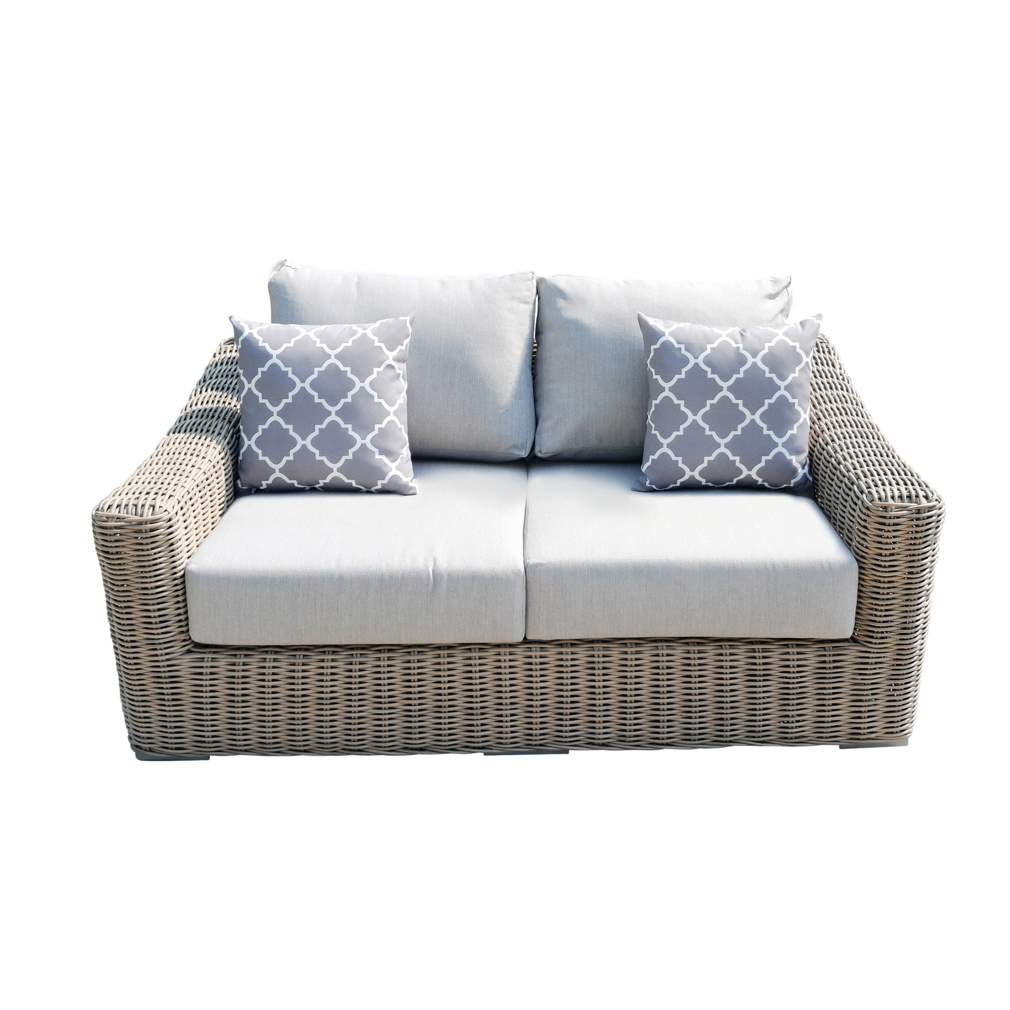Sommerville 66.9'' Wide Wicker Loveseat with Cushions, Light Gray