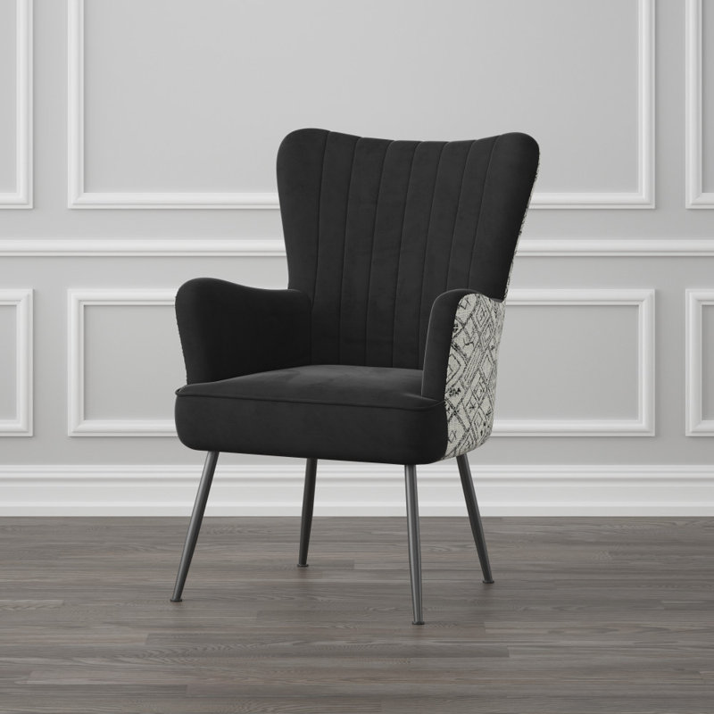 Dreshertown Upholstered Armchair, Black/Gray Floral Polyester