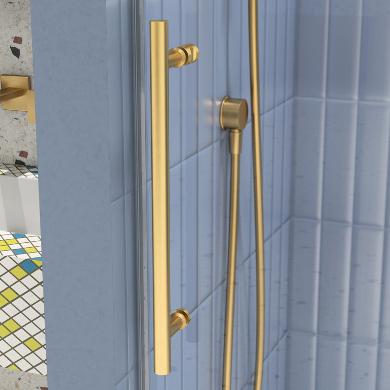 Porte coulissante pour douche - Verre trempé 5/16 po, finition or brossé, résistance aux fuites, 56-60 po x 74 36 000 fois testé, or