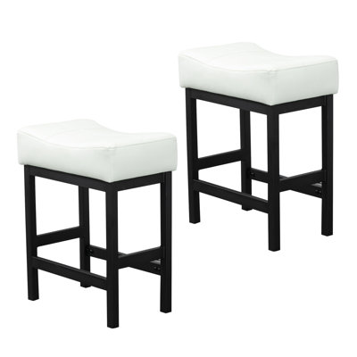 Saddle Upholstered 24 Inch Counter Stool Height Bar Stools With Metal Frame (Set Of 2) -  Ebern Designs, E78EDA79363B4CE3A25A38B7B20F20B7