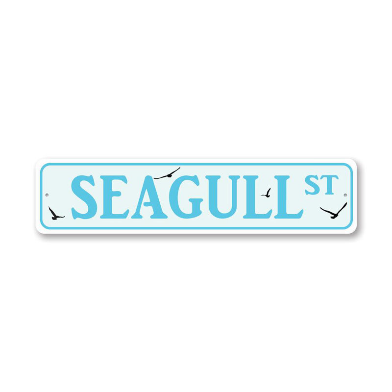 Plaque en aluminium Seagull Street, H 4 po x l 18 po x P 0,04 po