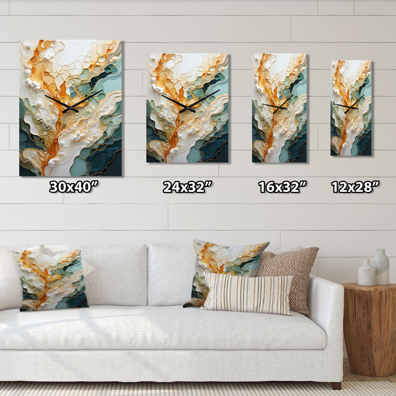 Abstraction organique orange et blanc - art abstrait très grand, H 40 po x l 30 po x P 1 po