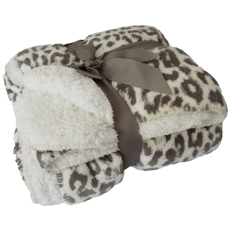 Jeté en molleton Sherpa, Imprimé léopard beige