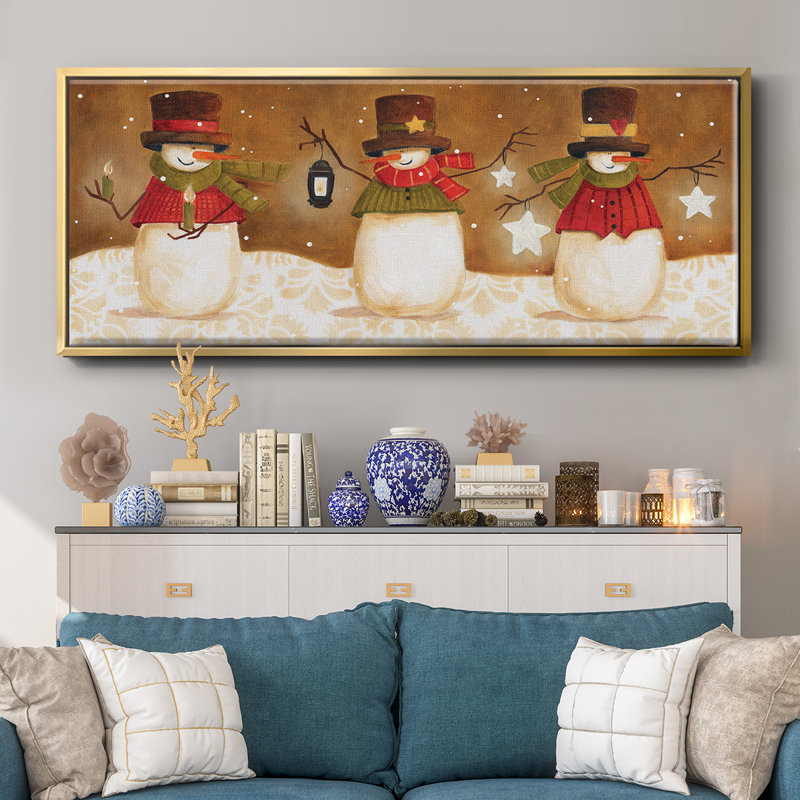 Top Hat Snowmen- Framed Canvas