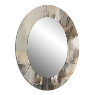 Abstract Design Shapes I - Large Oval Wall Mirror On Metal