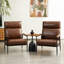 Fauteuil Mid-Century moderne en similicuir avec dossier haut et accoudoirs rembourrés-153021677