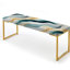 Coastal Harmony - Banc rembourré abstrait doré-135347656