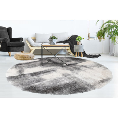 Alban Abstract Shag Charcoal Area Rug