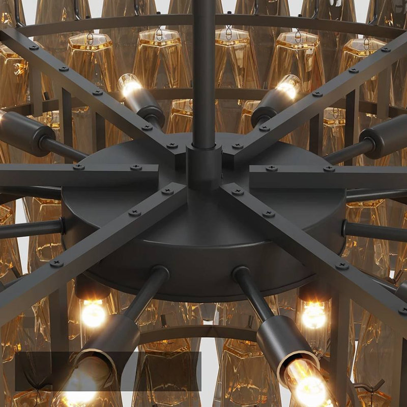 Crystal Drum Chandelier (Black)