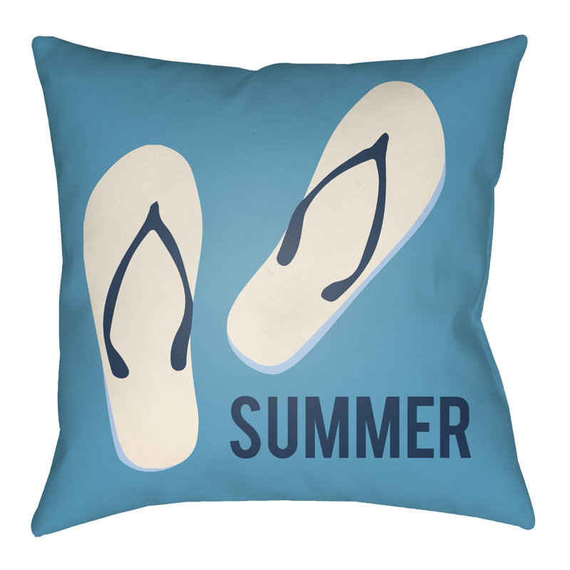 Litchfield Summer Outdoor Reversible Throw Pillow, 22" H x 22" W, Fuchsia/Navy Blue