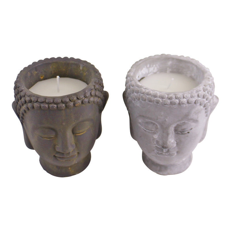 2 Piece Concrete / Cement Tabletop Lantern Set, 13.5cm H x 24cm W x 12cm D