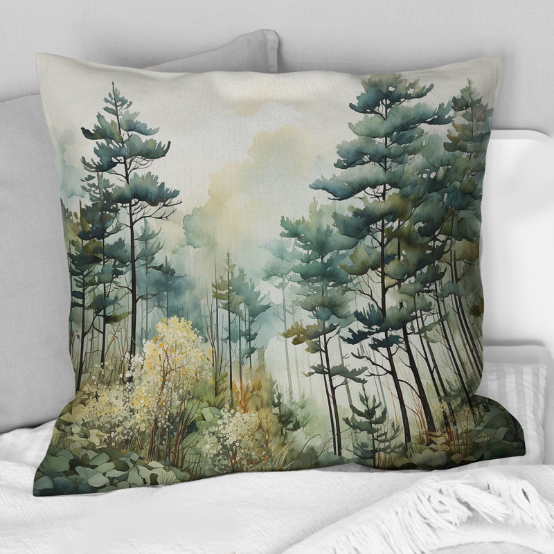 Coussin décoratif Tonalisme Whispering Pines Pointillism I - Forest
