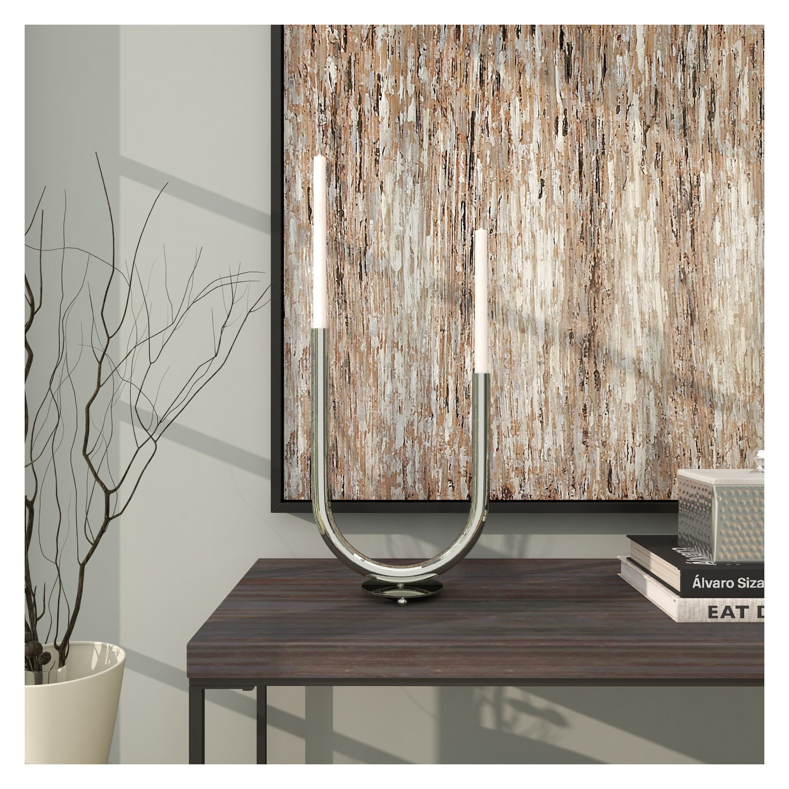 Bianca 14.25" Steel Tabletop Candle Holder