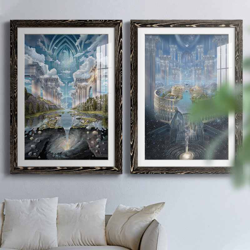 Genèse II - reproduction d'art, Papier encadré noir, H 31,5 po x l 47 po x P 1,5 po