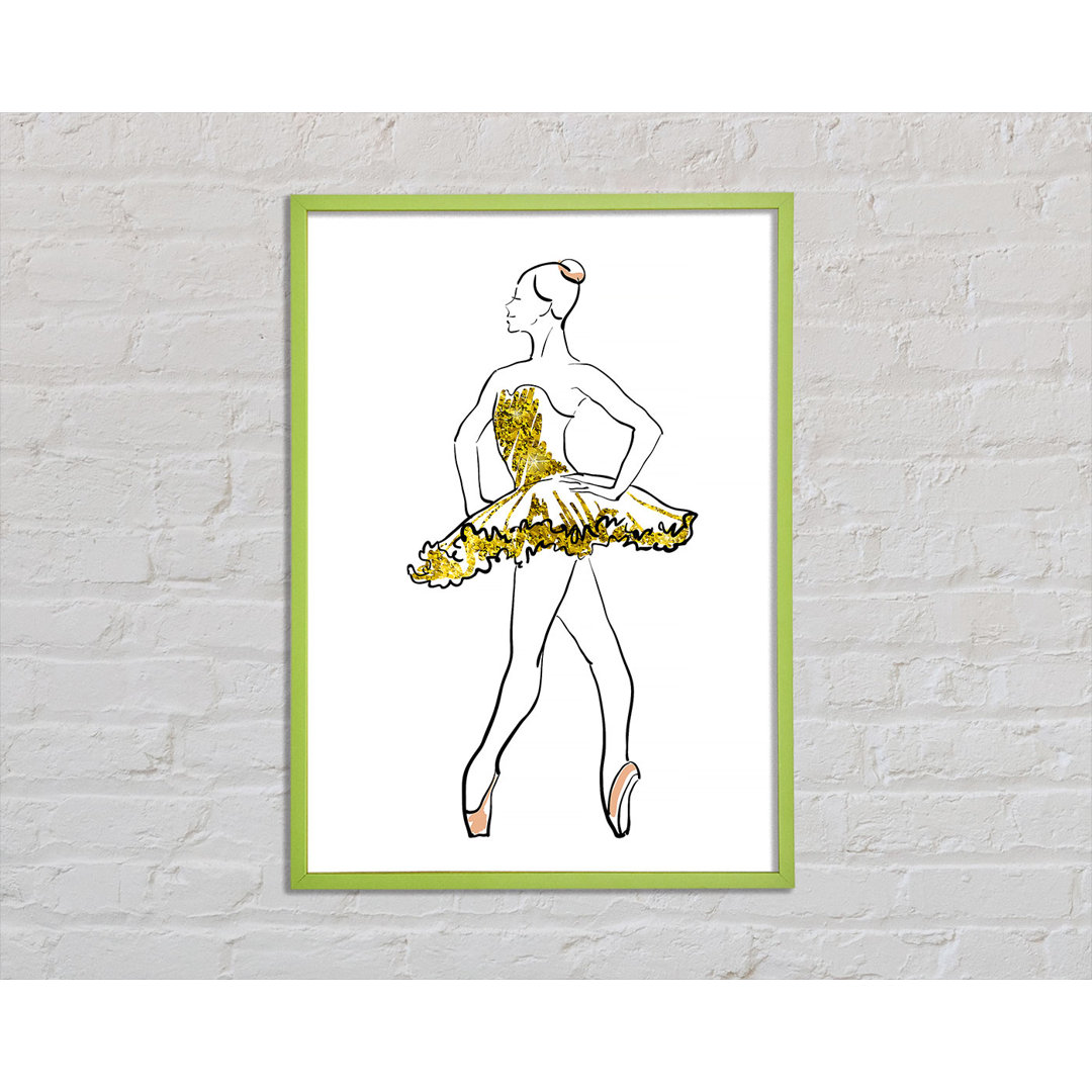 Golden Pink Ballerina 1 - Einzelner Bilderrahmen Kunstdrucke