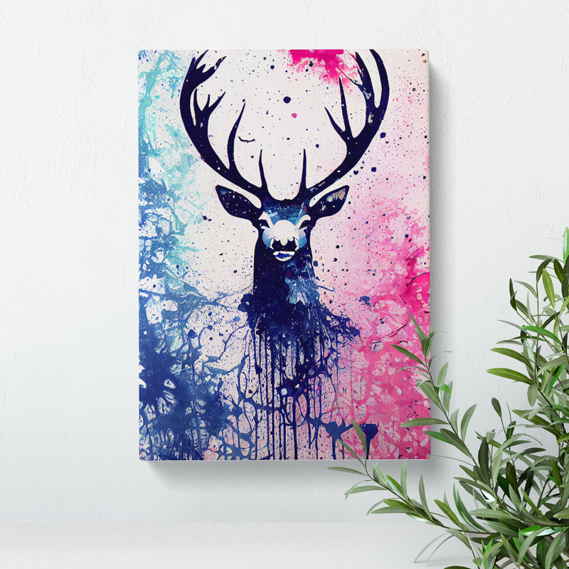 XC1022-4172X Stag Painted No.5 - Wrapped Canvas Print, 50cm H x 35cm W x 3cm D