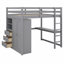 Lit mezzanine avec garde-robe intégré, bureau, tablettes de rangement et tiroirs-758303178