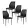 Faux Leather Solid Back Dining Side Chair With Stable Steel Legs, Set Of 4