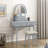 Small Vanity Desk w/Mirror & Lights Cushioned Stool 3 Adjustable Lighting Colors -871030105