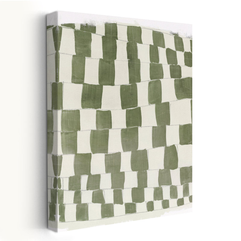 «Distorsed Grid II», peinture à l'huile abstraite à motif géométrique, H 24 po x l 16 po