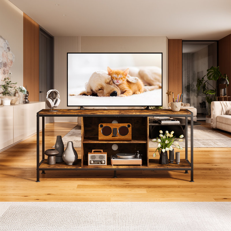 Nasha Large Capacity And Multi- Purpose Tv Stands For Tvs Up To 55, Rustic Brown/Black