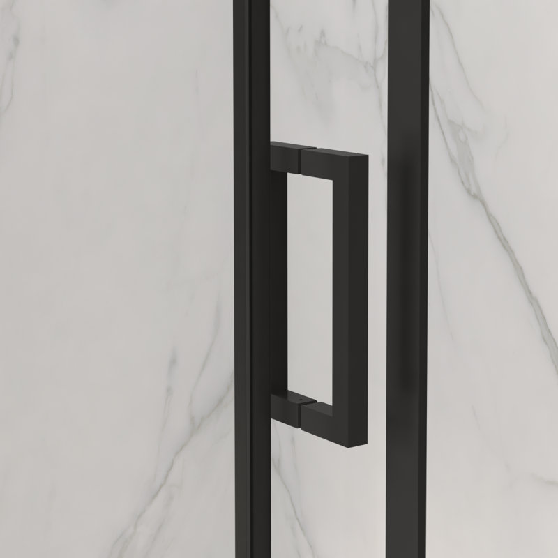 5660"W X 72"H Frameless Sliding Shower Door,5/16" (8Mm) Thick SGCC Tempered Clear Glass,Double Side Easy Clean Coat, Matte Black Finished With Buffer