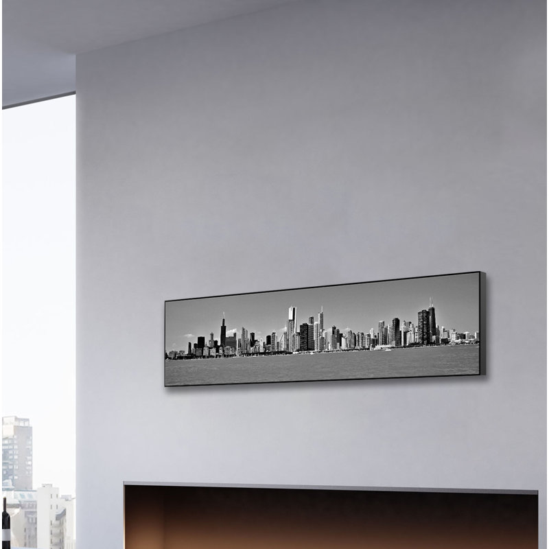"Chicago Skyline B&W" par Pilot Mike-Floater, reproduction de photo sur toile, H 16 po x l 20 po x P 2 po