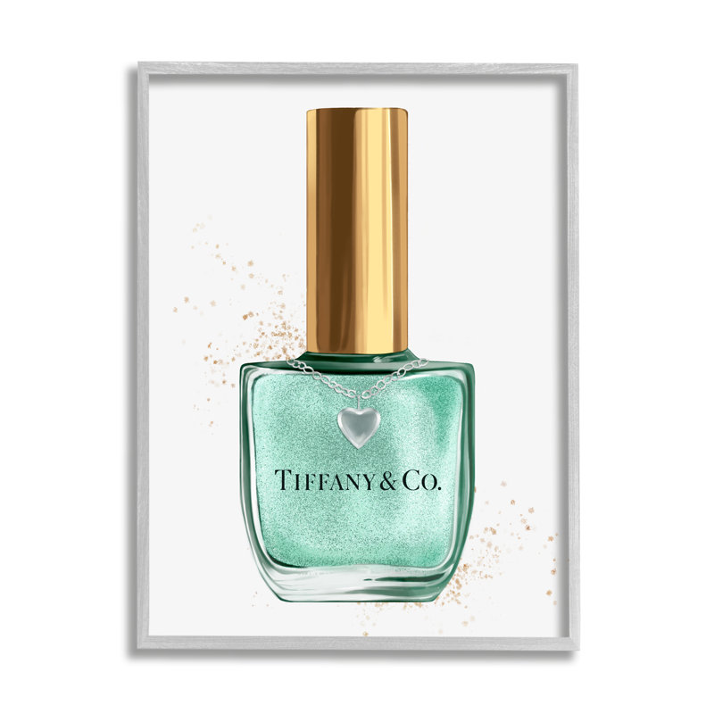 Maquillage, cyan, vernis à ongles, design de mode par Ziwei Li - cadre flottant, impression sur bois, L 24 po x H 30 po