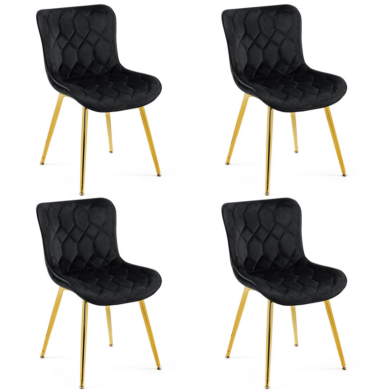Baynebridge 18.1'' H Velvet Upholstered Side Chair, Black