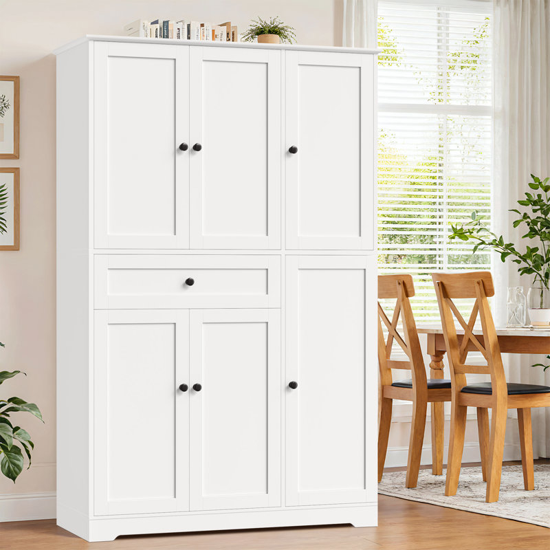 68.1'' Kitchen Pantry Cabinet with Food Shelves, White