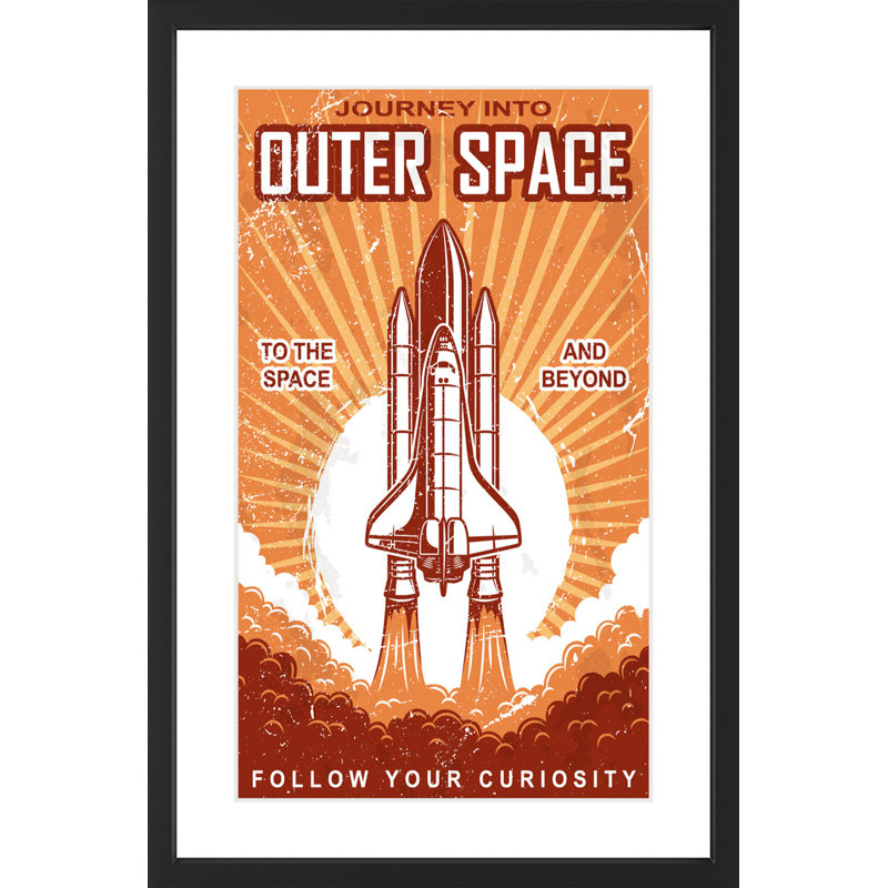 Outer Space 1 Piece Single Picture Frame and Floater Frame Wall Art on Canvas, 61cm H x 41cm W x 3.81cm D, Black