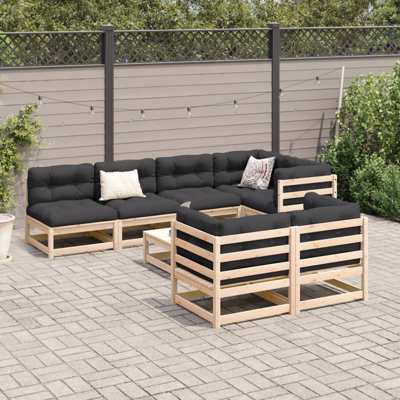 Brayden Studio 8 Piece Garden Sofa Set Solid Wood Pine