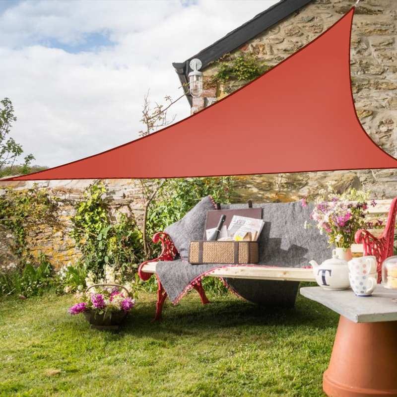 Drumraymond 3.6m x 3.6m x 3.6m Triangular Sun Shade Sail, Terracotta