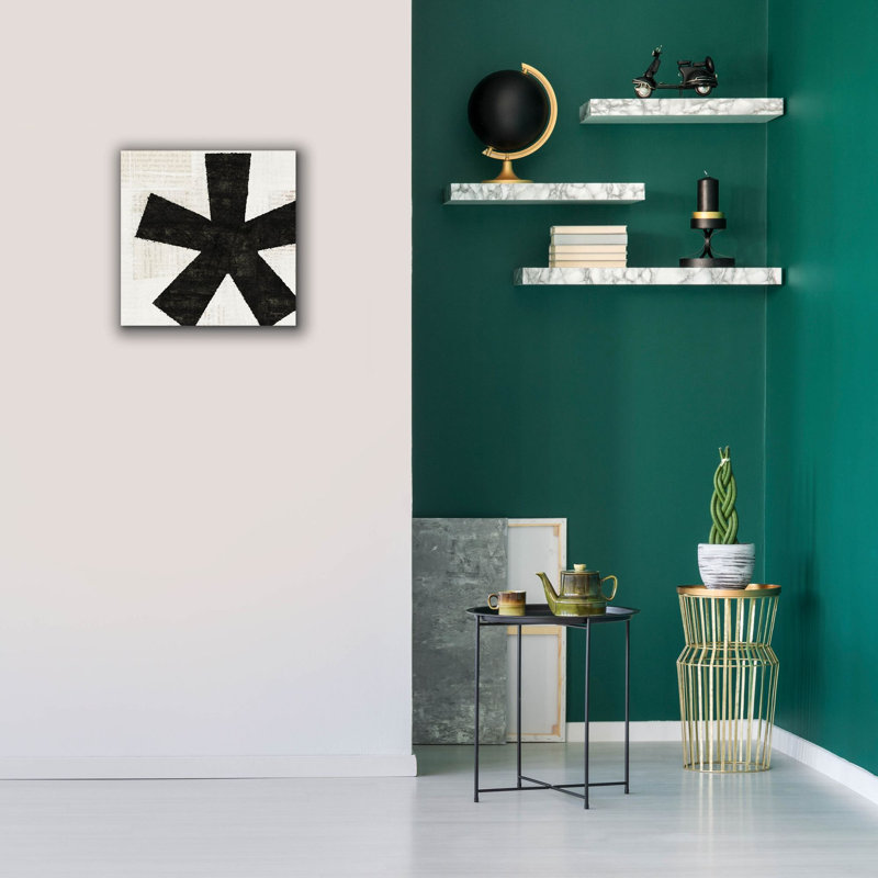 «P ponctuated Black Square 7» par Michael Mullan, art mural sur toile, H 18 po x l 18 po x P 0,75 po