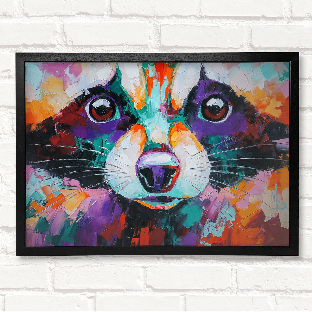 Racoon Vivid Face Gerahmter Druck