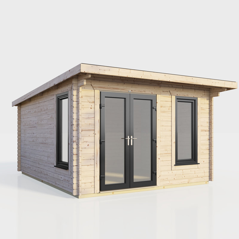 Powersheds 12 x 12ft Pent Log Cabin, Doors to the Left - 44mm