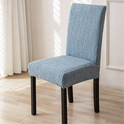 High Back Dining Chair Covers Set of 2 - Waterproof Super Stretch Spandex Jacquard Slipcovers Removable Washable Parsons Protector for Kitchen, Home-Gray