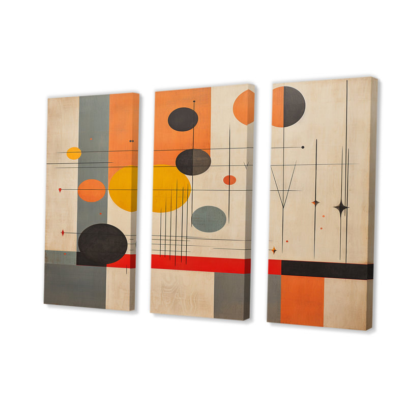Ensemble de reproductions d'art sur toile Midcentury New Balance Abstract Retro Geometrics I - Modern Midcentury