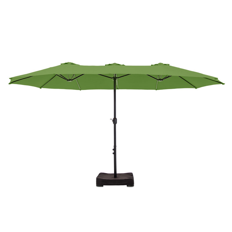 Nyasia 15 ft. x 9 ft. Rectangular Market Umbrella with Base, Lime Green, Lime Green