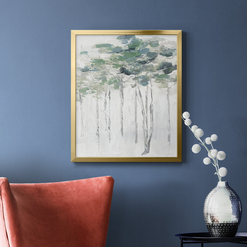 Impasto Tree Line II, toile encadrée de qualité supérieure - prête à être accrochée, Or, H 24 po x l 20 po