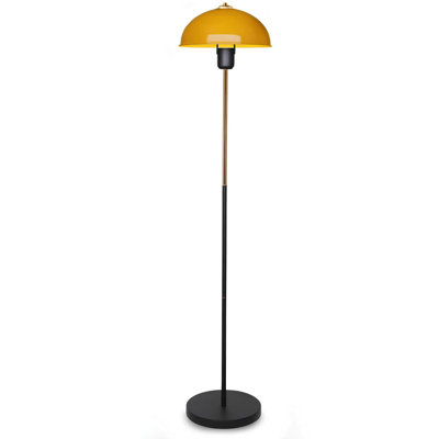 Elegant Floor Lamp, Yellow Metal Design, 55.1 inches Tall | Sturdy MDF Base, 9.1 inches Diameter Shade, Max 40W E27 Socket | Includes 15W LED Bulb | Perfect for Living Room, Bedroom & Modern Décor