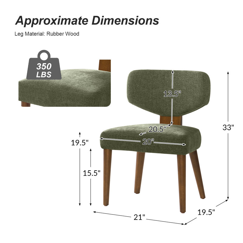 Chaises de salle à manger rembourrées de style Mid-Century, Moss