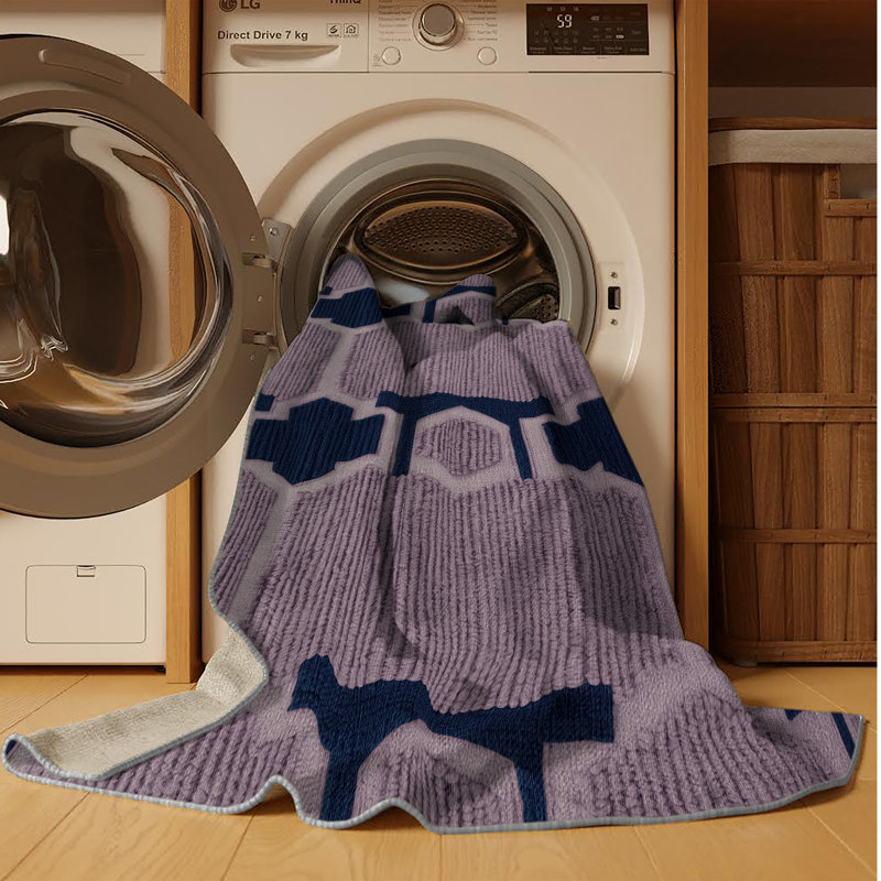 Machine Washable Trellis Gray Area Rug