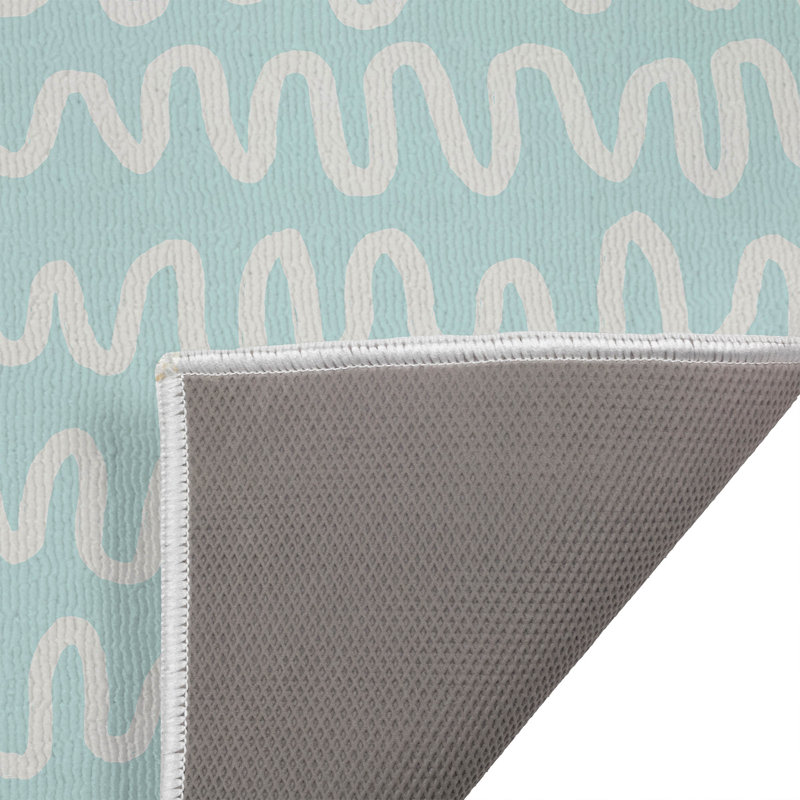 Wiggle Stripe Outdoor Doormat, Light Blue/Blue, 17" W x 24" L
