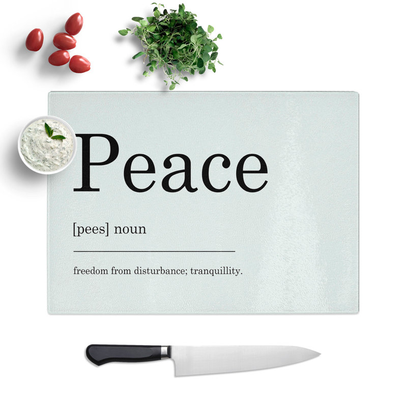 Definition of Peace Typography Chopping Board, 0.4cm H x 20cm W x 28.5cm L