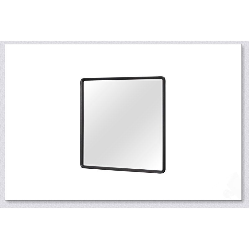 Petit miroir compact en placage d'orme avec finition poivre, parfait pour les intérieurs modernes et polyvalent., Noir